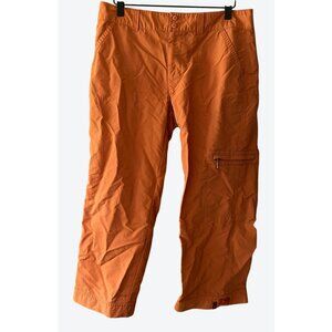 Royal Robbins Women's Size 10 Lightweight Orange Zip Cargo Capri Pants 32" x 23"